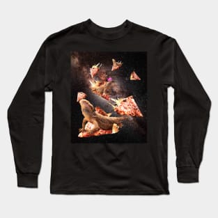 Galaxy Bearded Dragon On Pizza - Space Lizard Long Sleeve T-Shirt